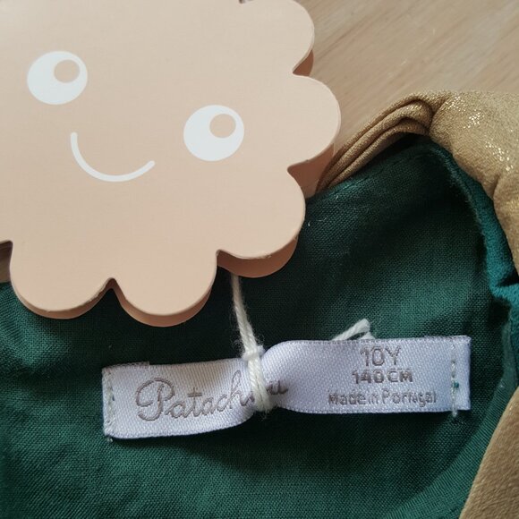 Patachou ! Girls Green & Gold Bow Chiffon Dress ( Y 10) - Picture 7 of 9